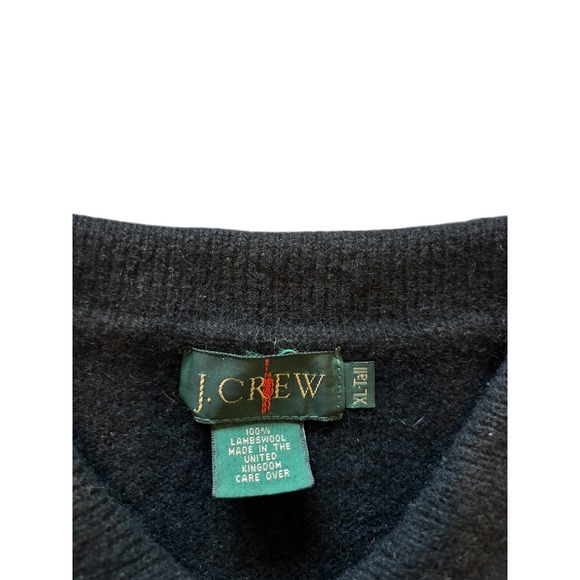 J Crew Oarsman Mens Black Long Sleeve Knit Polo Sweater XL Tall Lambswool Vtg - Picture 4 of 9